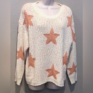 Newbury Kustom STAR peach/cream oversized sweater sz medium Soft and stretchy
